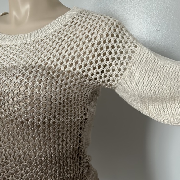 Dots Brown & Cream Knit Short Sleeved Sweater Sz L - Picture 4 of 10